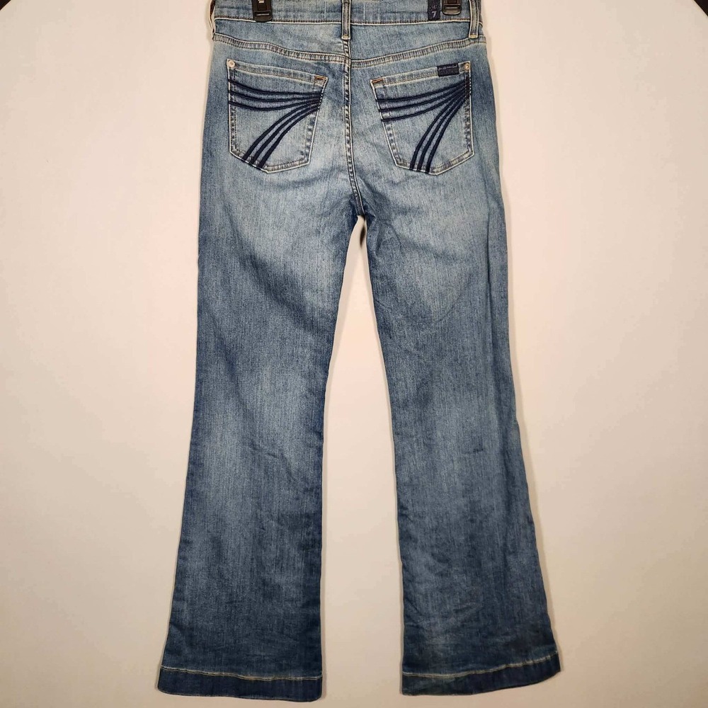 7 For All Mankind Mid Rise Dojo Flare Wide Leg Distressed Authentic Light 29 34 - Picture 4 of 16